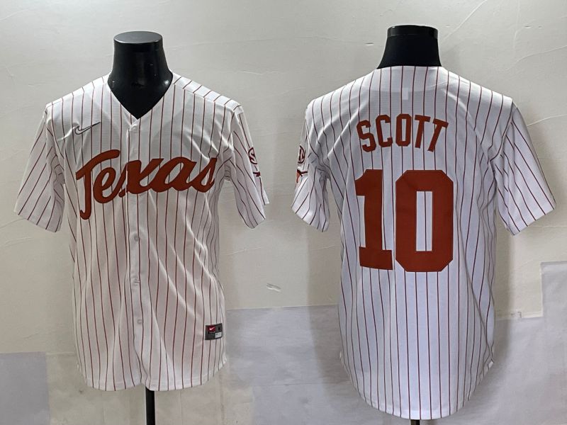 Men Texas Longhorns #10 Scott White stripe Nike joint Name NCAA 2025 Jersey style 1->ncaa teams->NCAA Jersey